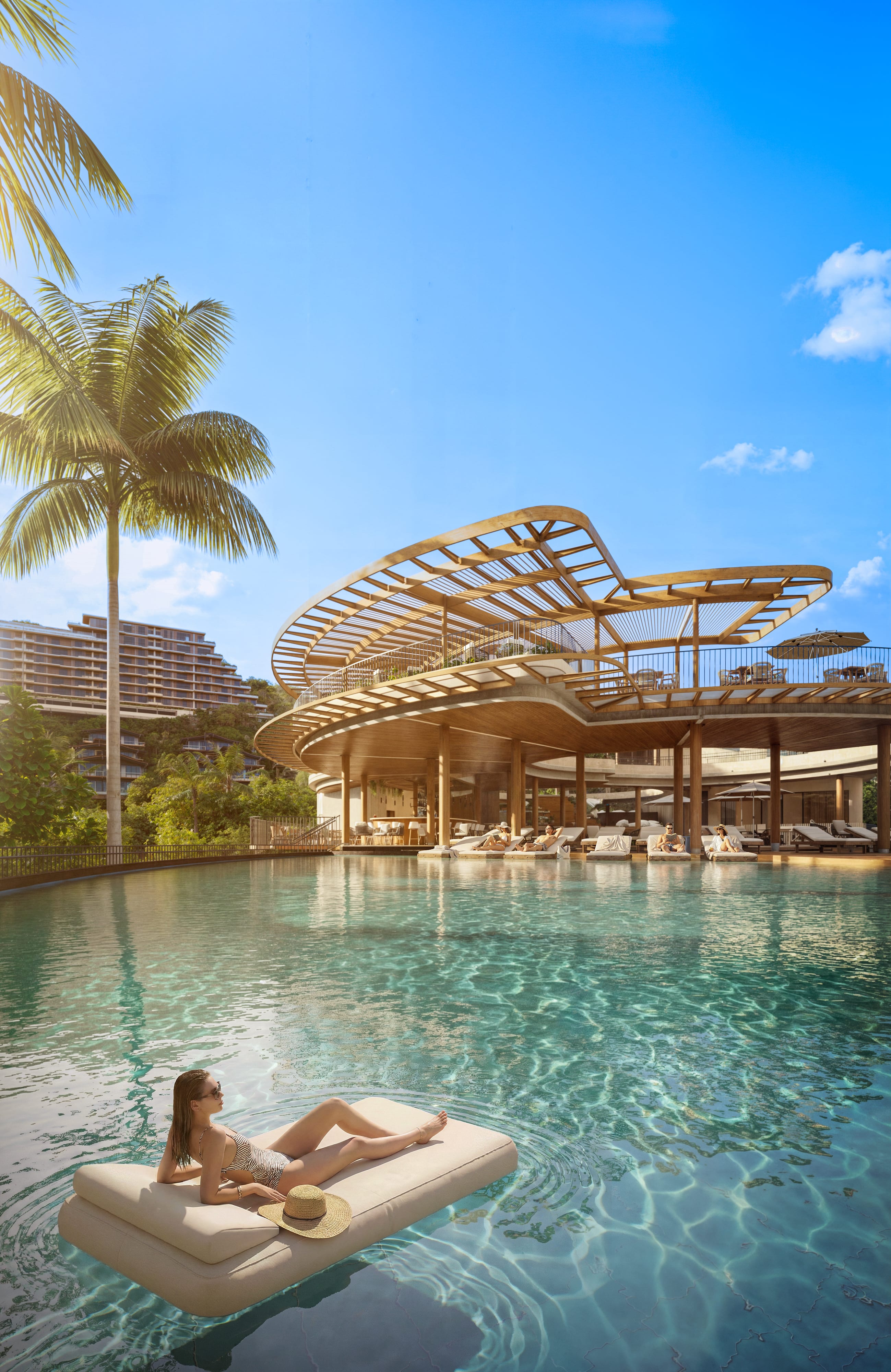 Beach Club canopy and infinity pool