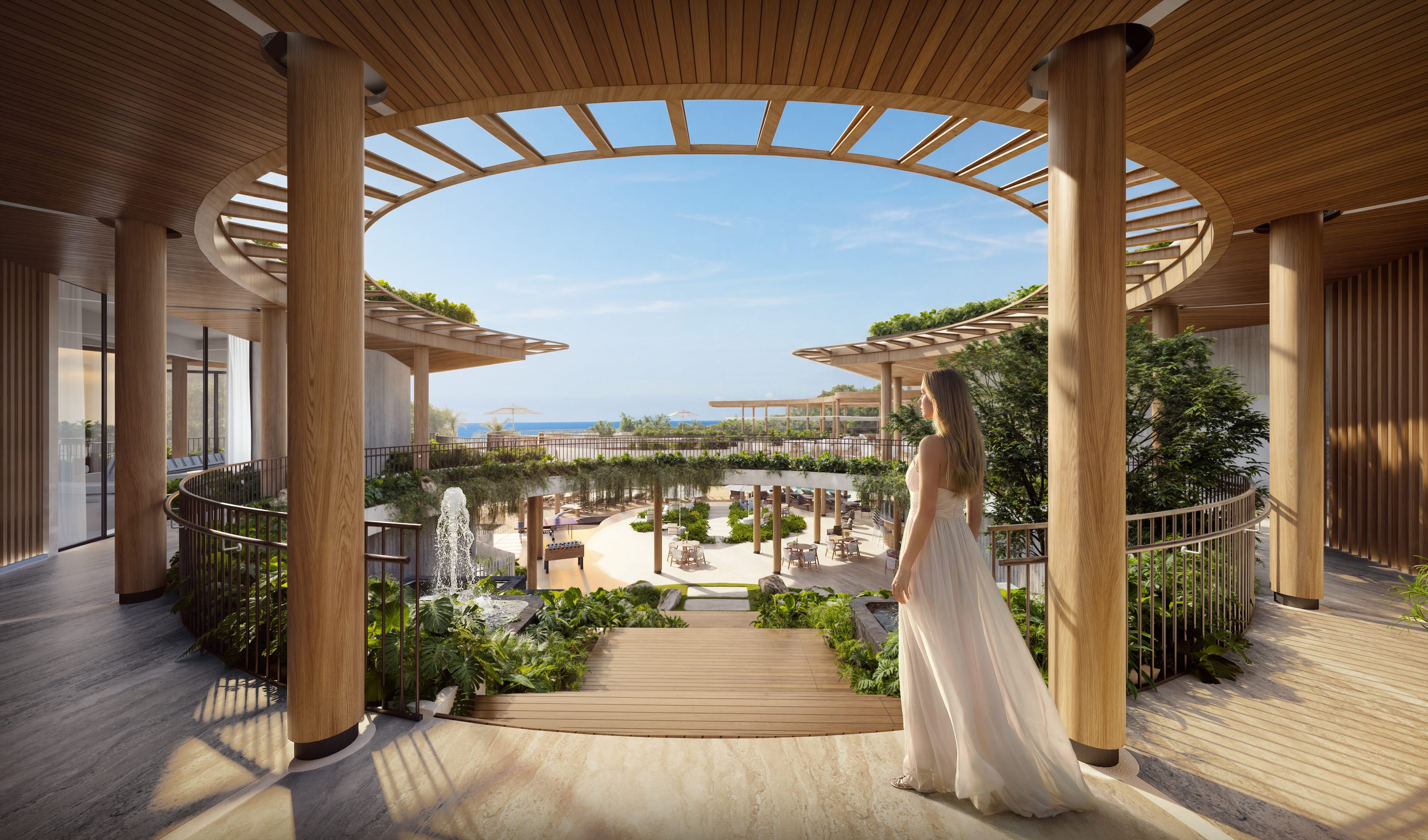 Refined hotel restaurant interior at Maravé with ocean views