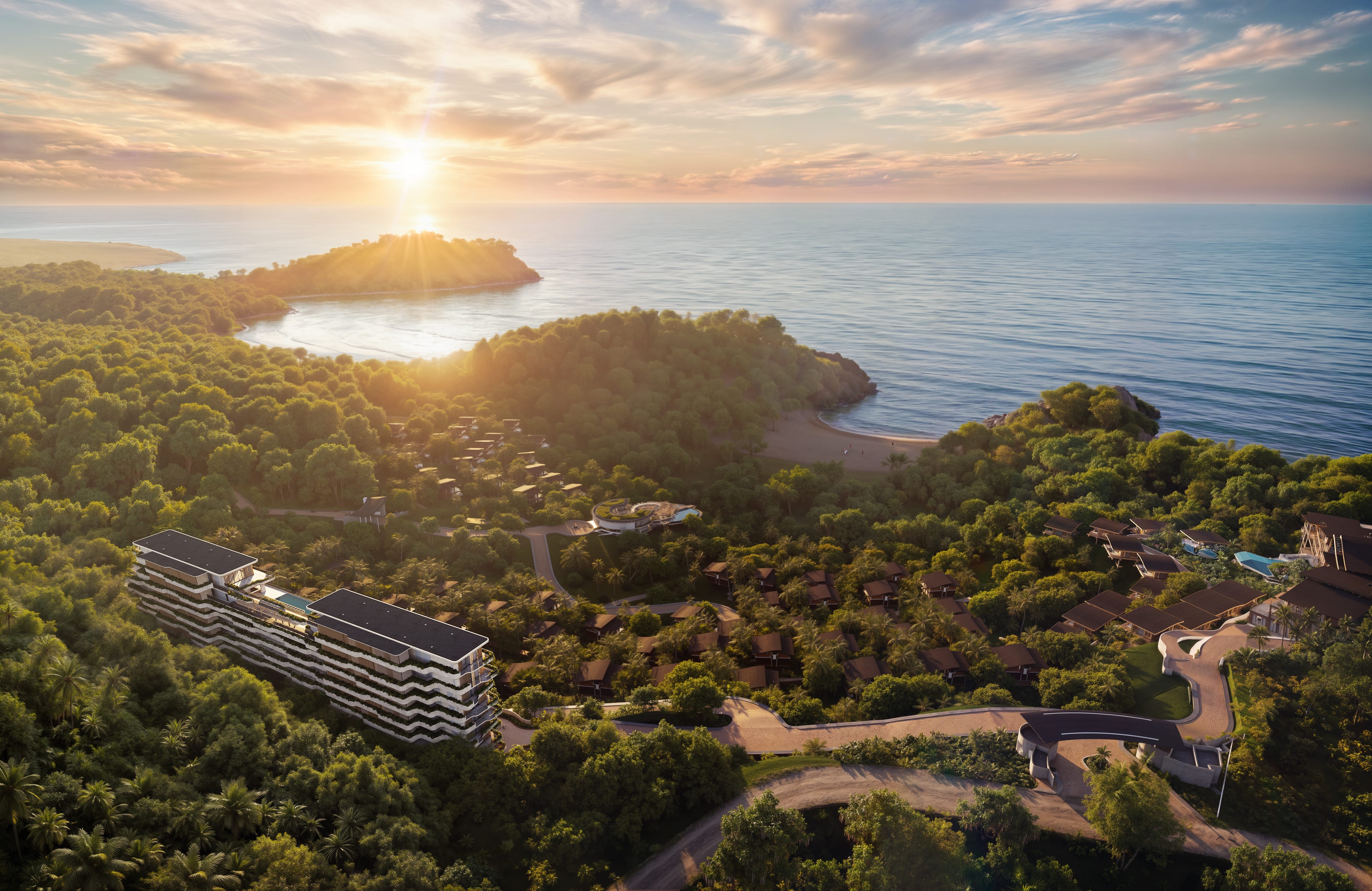 Sunset over Maravé's Pacific beachfront in Manuel Antonio.