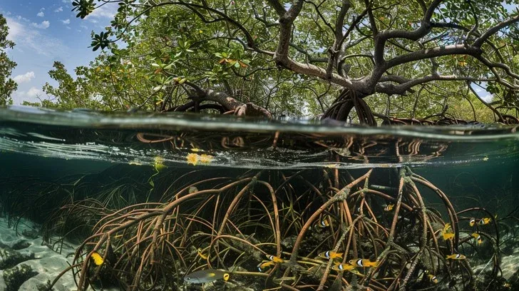 Lush mangrove ecosystem near Manuel Antonio